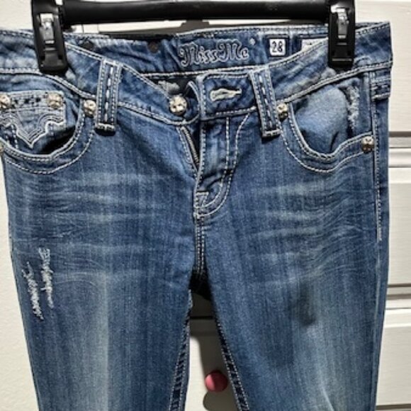 Women's Miss Me Jeans with black and white cow print pockets - Picture 1 of 3